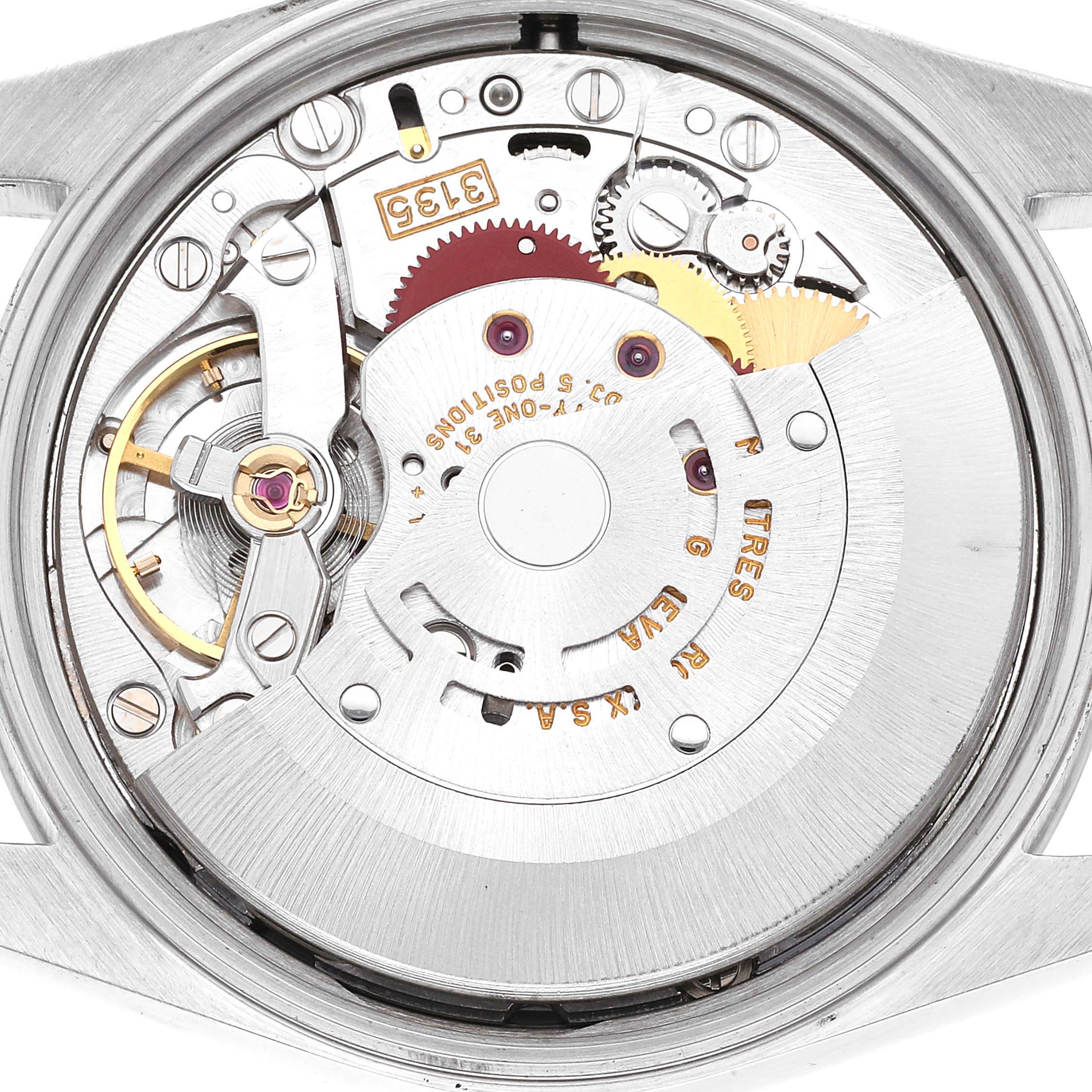 This image shows the inner mechanical movement of a Rolex Date 15200 Men's Stainless Steel Blue Dial 15200 Men's Stainless Steel Blue Dial model watch from a top-down angle.