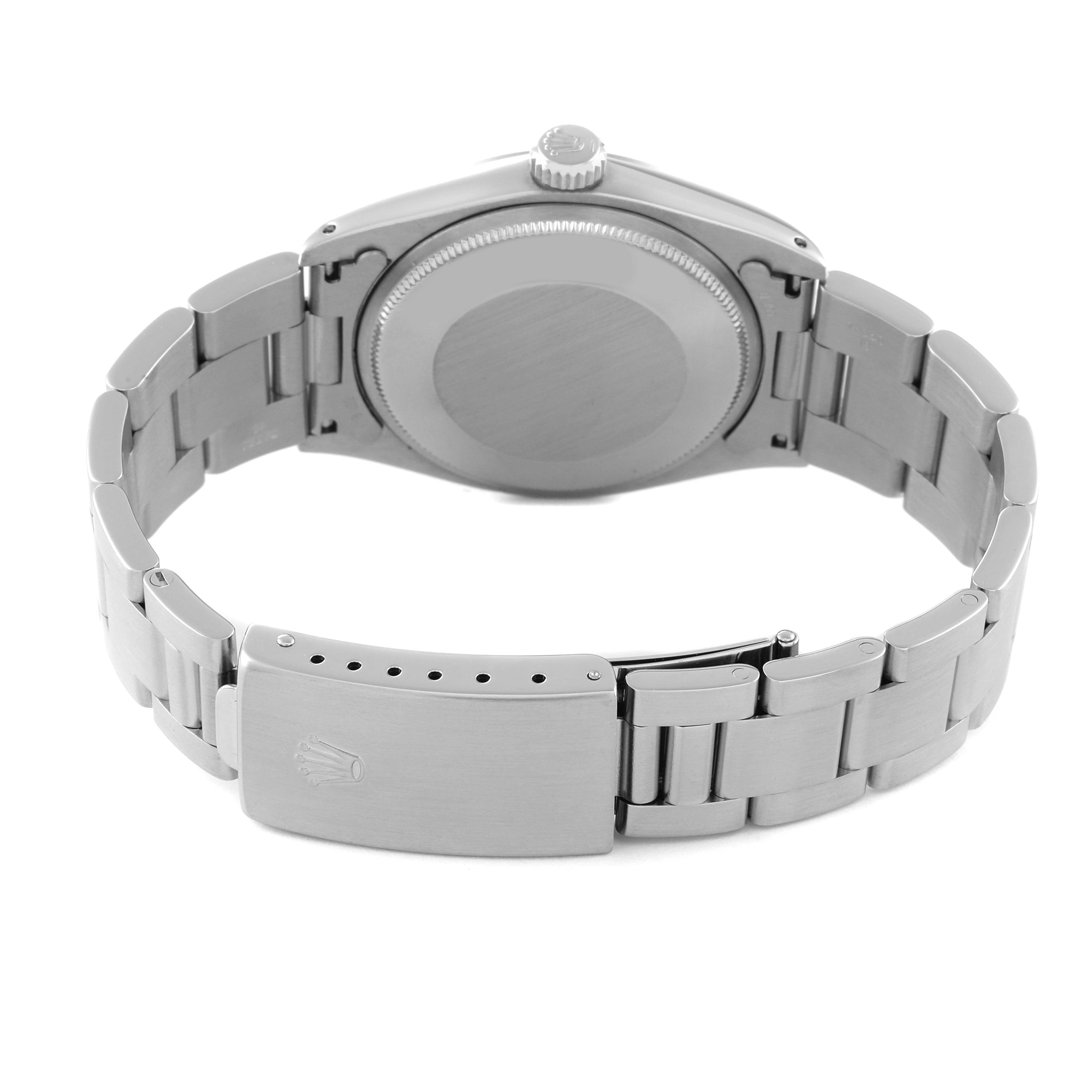 This image shows the backside and bracelet of a Rolex Vintage Collection 1500 Men's Stainless Steel Silver Dial 1500 Men's Stainless Steel Silver Dial watch, highlighting the clasp and case back.