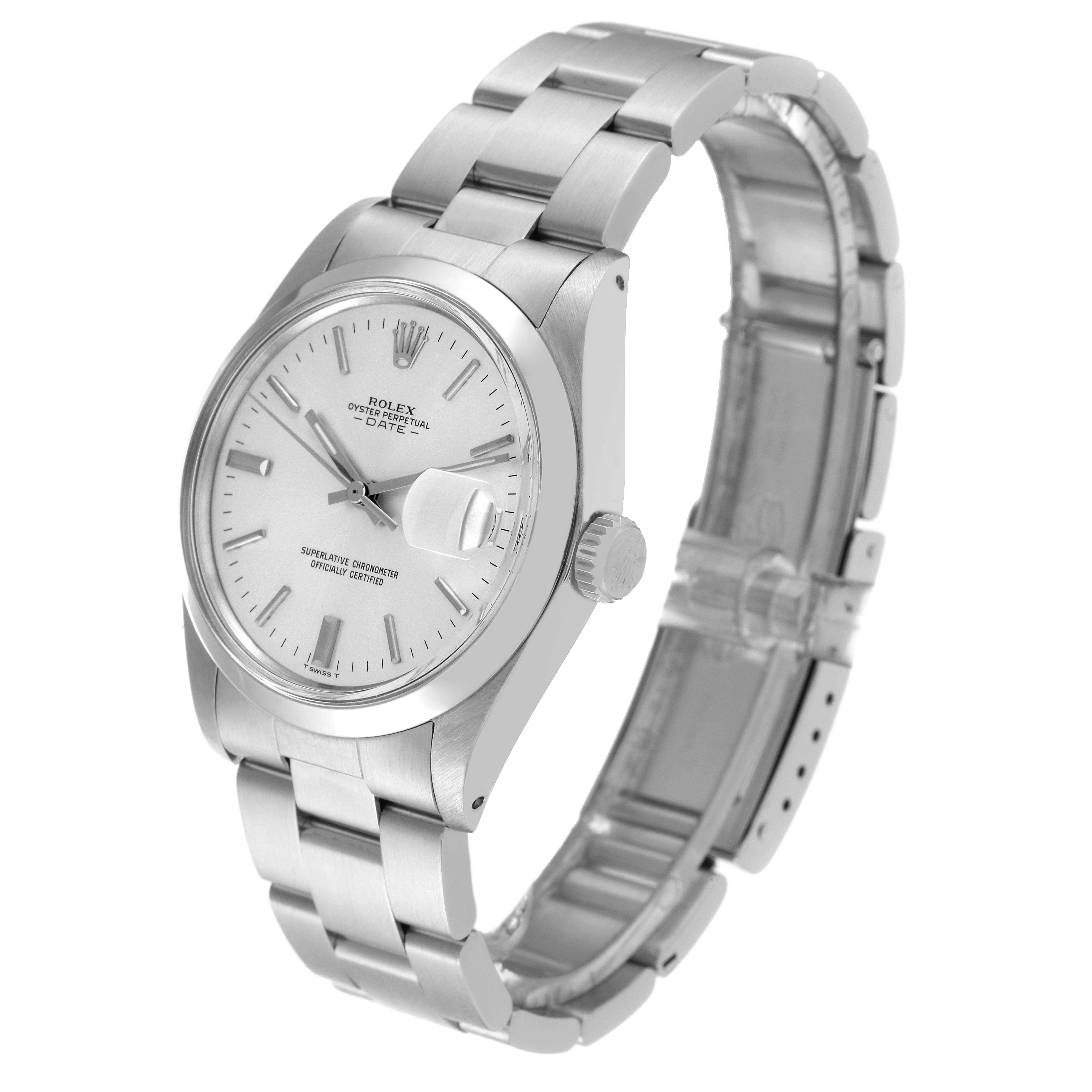 The Rolex Vintage Collection 1500 Men's Stainless Steel Silver Dial 1500 Men's Stainless Steel Silver Dial model watch is shown at a slight angle, highlighting its face, bezel, crown, and bracelet.