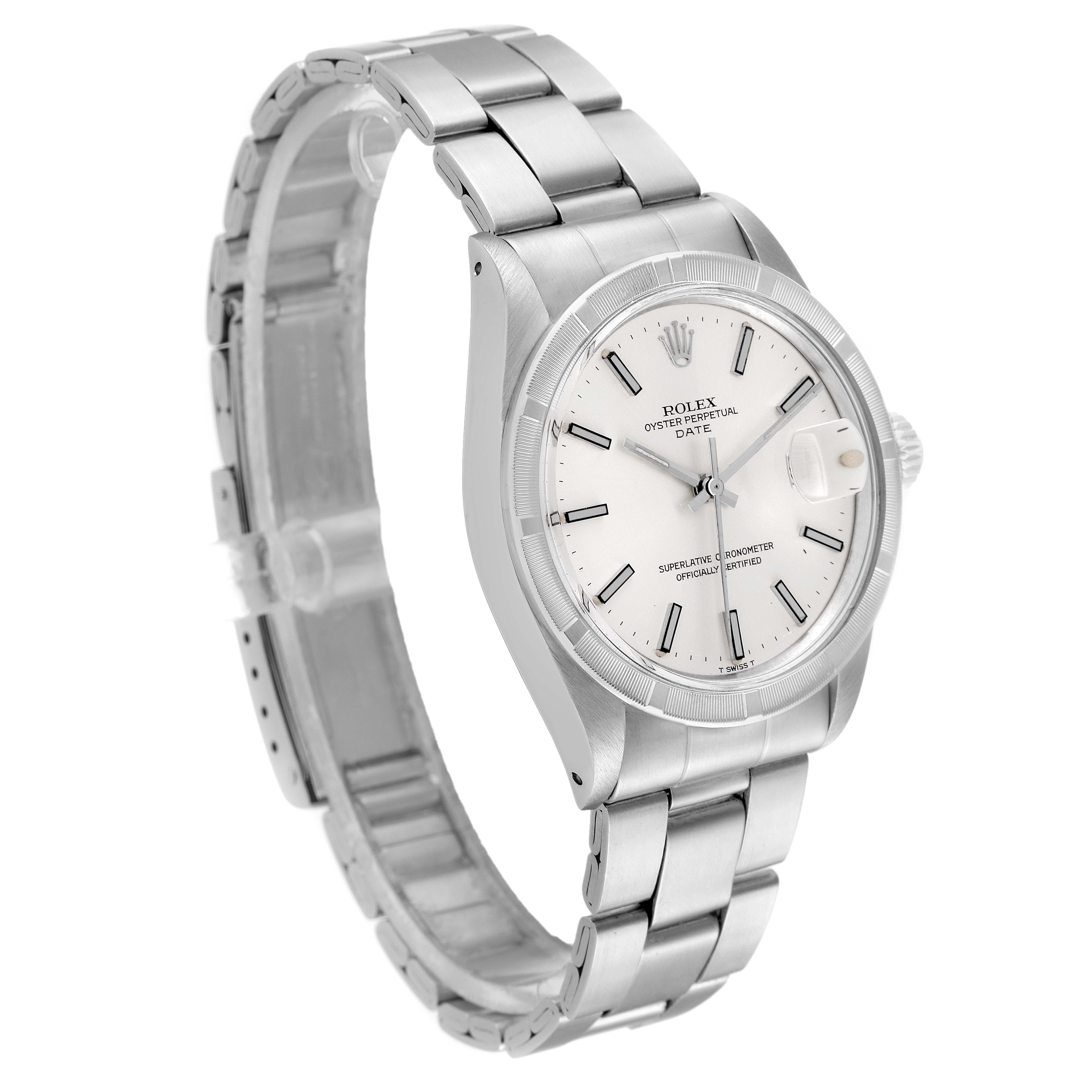 The Vintage Collection model by Rolex is shown from a slight side angle, displaying the watch face, bezel, and metal bracelet.