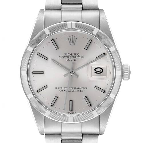 Photo of Rolex Date Vintage Silver Baton Dial Stainless Steel Mens Watch 1501