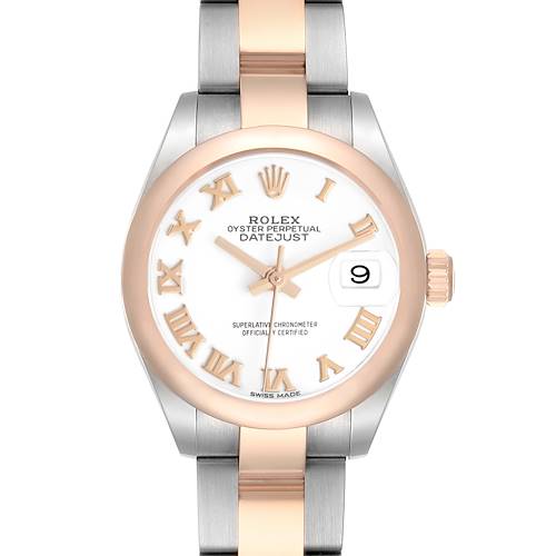Photo of Rolex Datejust 28 Steel Rose Gold White Roman Dial Ladies Watch 279161