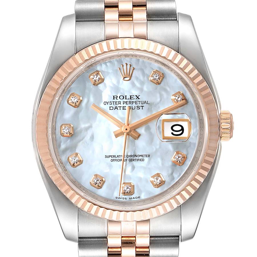 Rolex Datejust 36 Steel EveRose Gold MOP Diamond Unisex Watch 116231 SwissWatchExpo