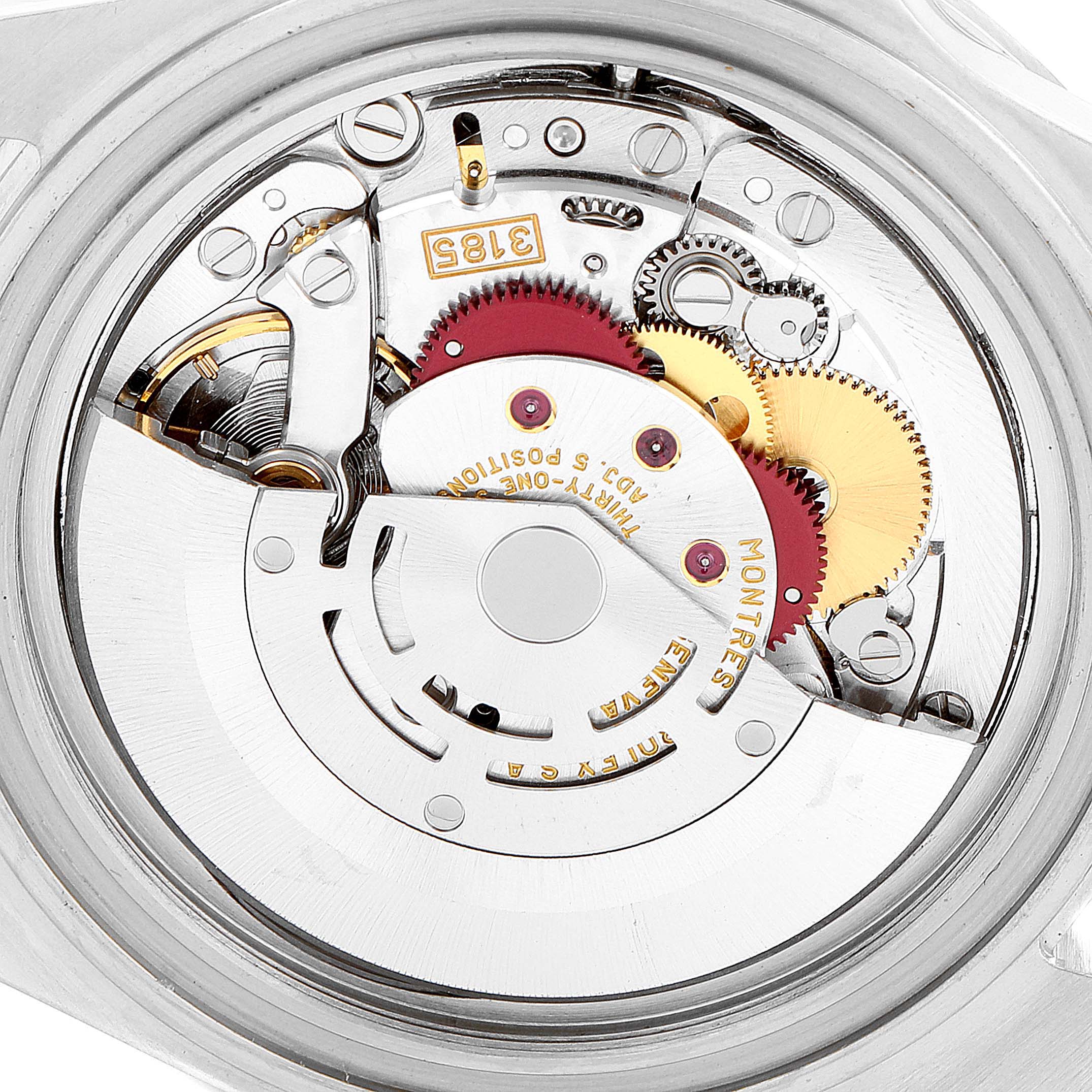 This image shows the internal mechanical movement parts of a Rolex Explorer 16570 Men's Stainless Steel Black Dial 16570 Men's Stainless Steel Black Dial watch, viewed from the back.