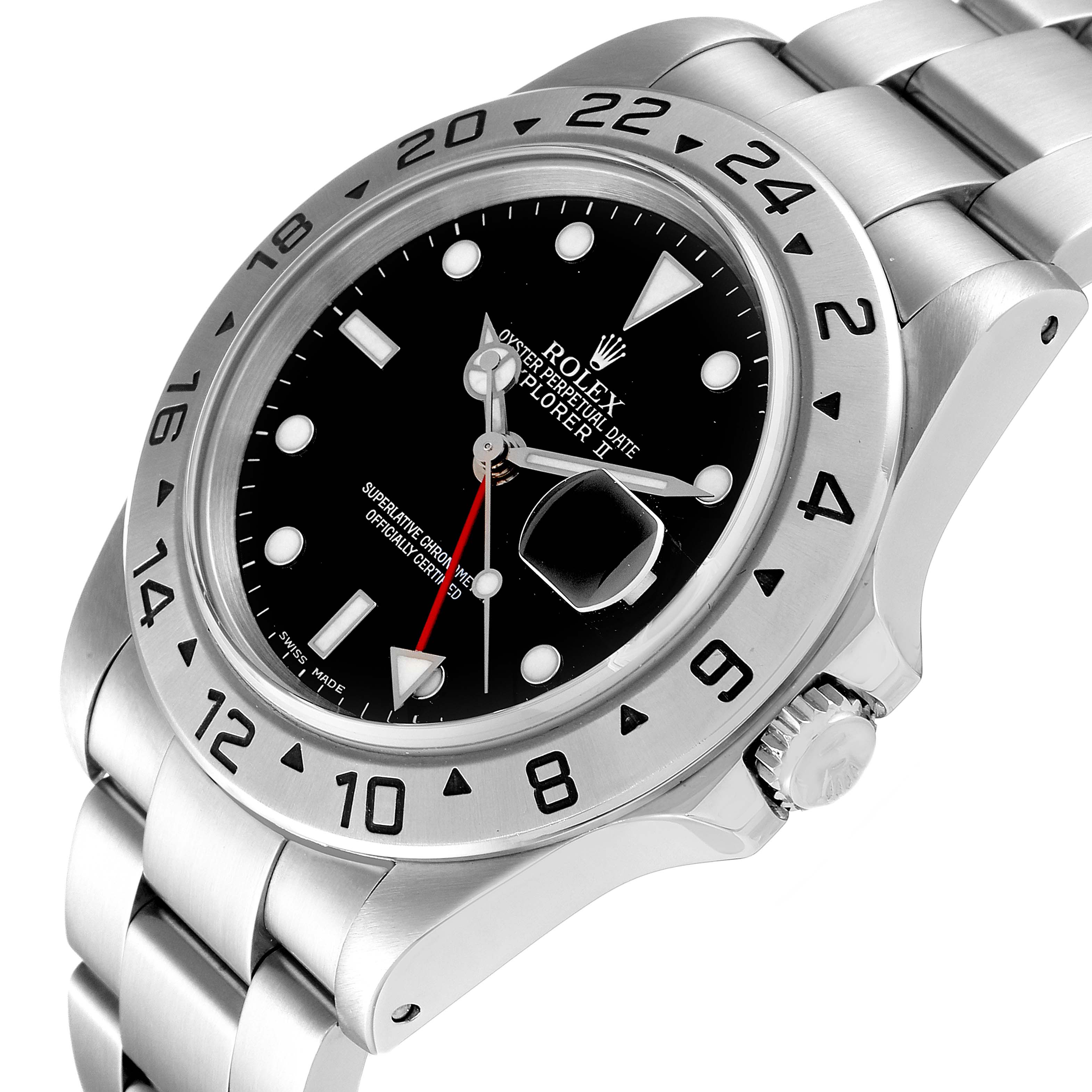 The Rolex Explorer 16570 Men's Stainless Steel Black Dial 16570 Men's Stainless Steel Black Dial watch is shown at a three-quarter angle, highlighting the dial, bezel, crown, and part of the bracelet.