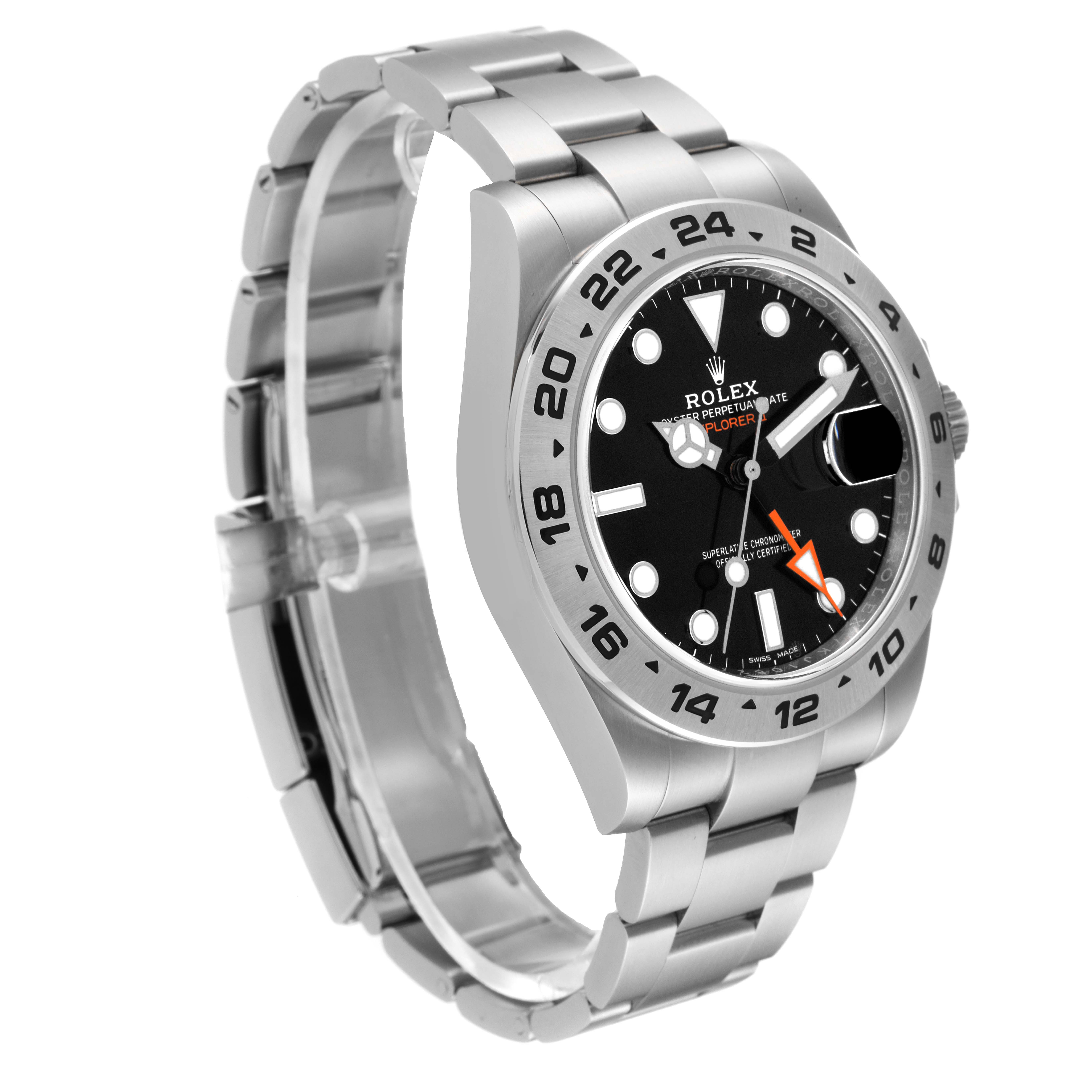 The image shows a Rolex Explorer 216570 Men
s Stainless Steel Black Dial 216570 Men
s Stainless Steel Black Dial watch at a 45-degree angle, highlighting the dial, bezel, and part of the bracelet.