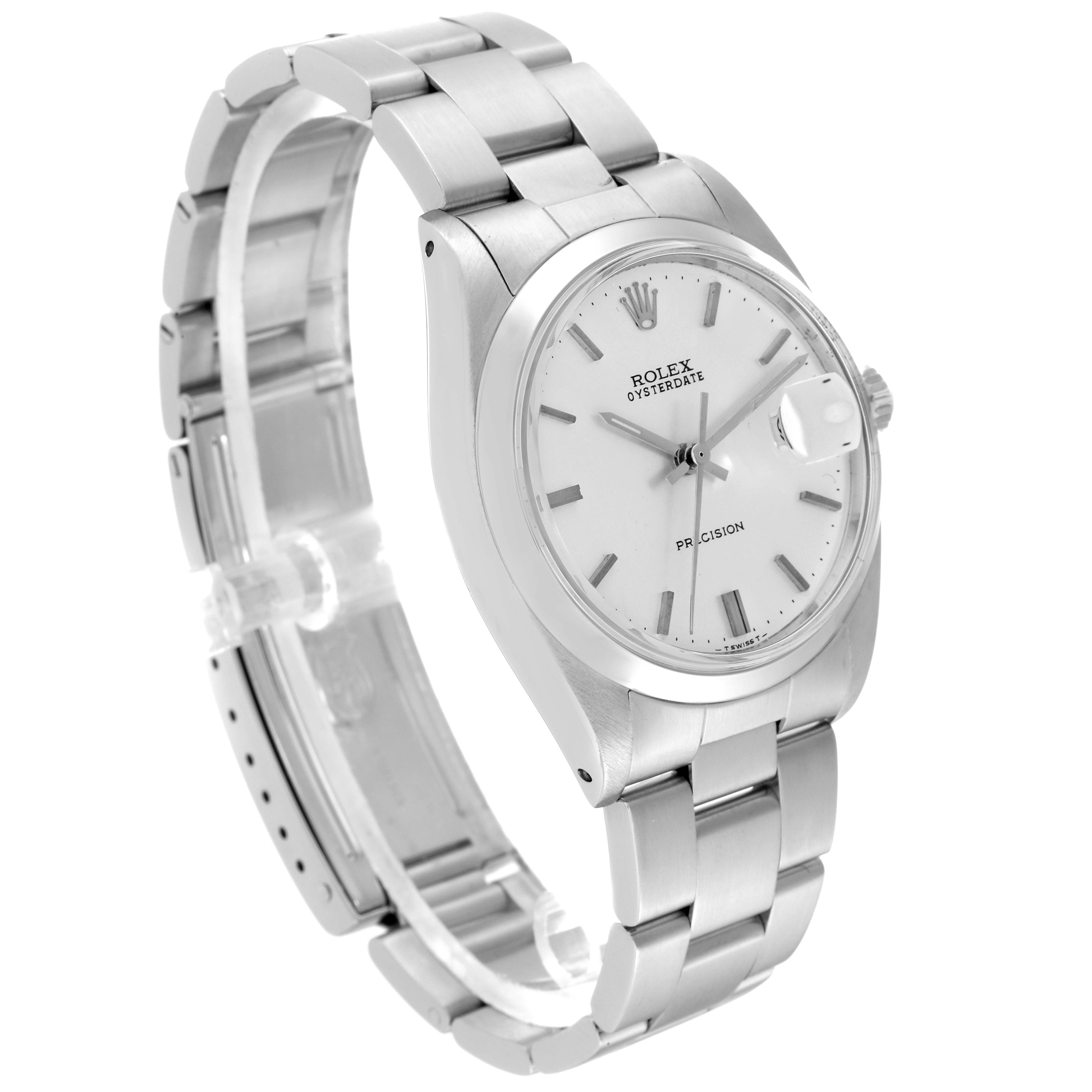 The Rolex Vintage Collection 6694 Men's Stainless Steel Silver Dial 6694 Men's Stainless Steel Silver Dial model is shown at an angle displaying the dial, bezel, crown, and partially open stainless steel bracelet.