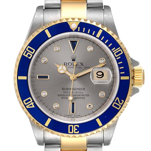 Photo of NOT FOR SALE Rolex Submariner Steel Gold Diamond Sapphire Serti Dial Mens Watch 16613 PARTIAL PAYMENT