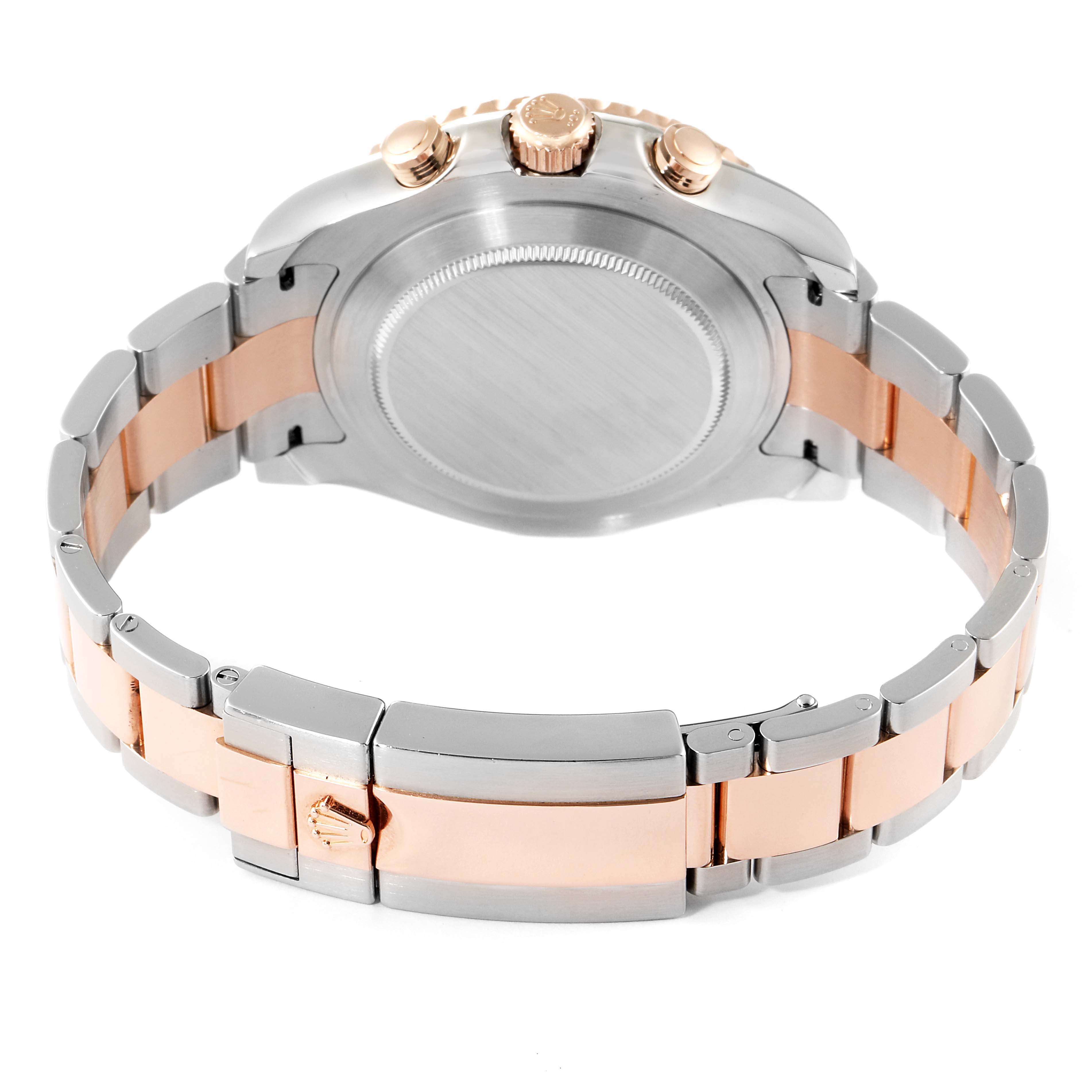 The image shows the back view of a Rolex Yacht-Master 116681 Men's Steel and Gold (two tone) White Dial 116681 Men's Steel and Gold (two tone) White Dial watch, highlighting the case, crown, and two-tone bracelet.