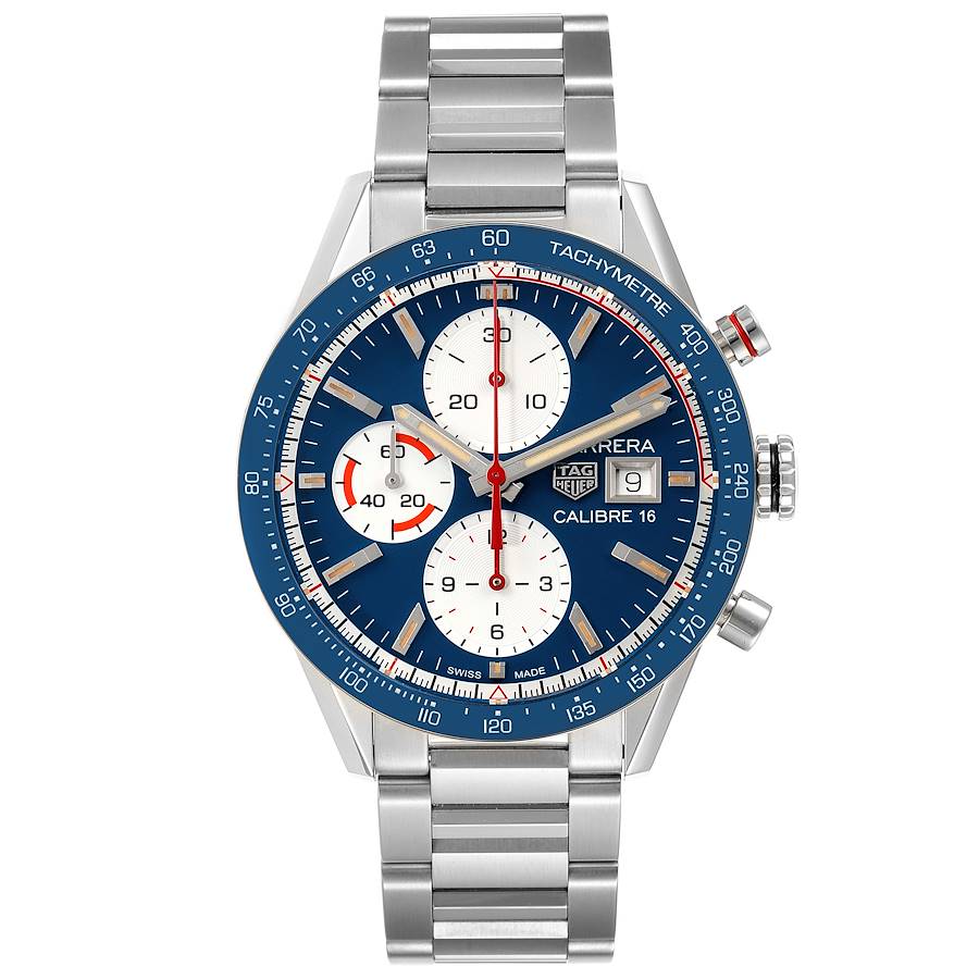 Tag Heuer Carrera Calibre 16 Chronograph Steel Mens Watch CV201AR Box Card SwissWatchExpo