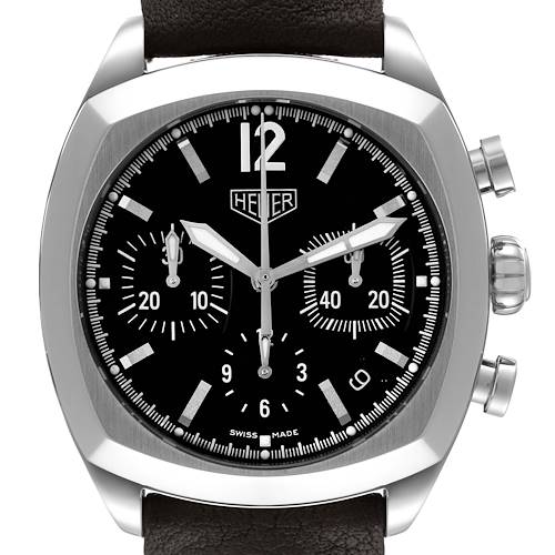 Photo of Tag Heuer Monza Re-Edition Chronograph Black Dial Steel Mens Watch CR2110
