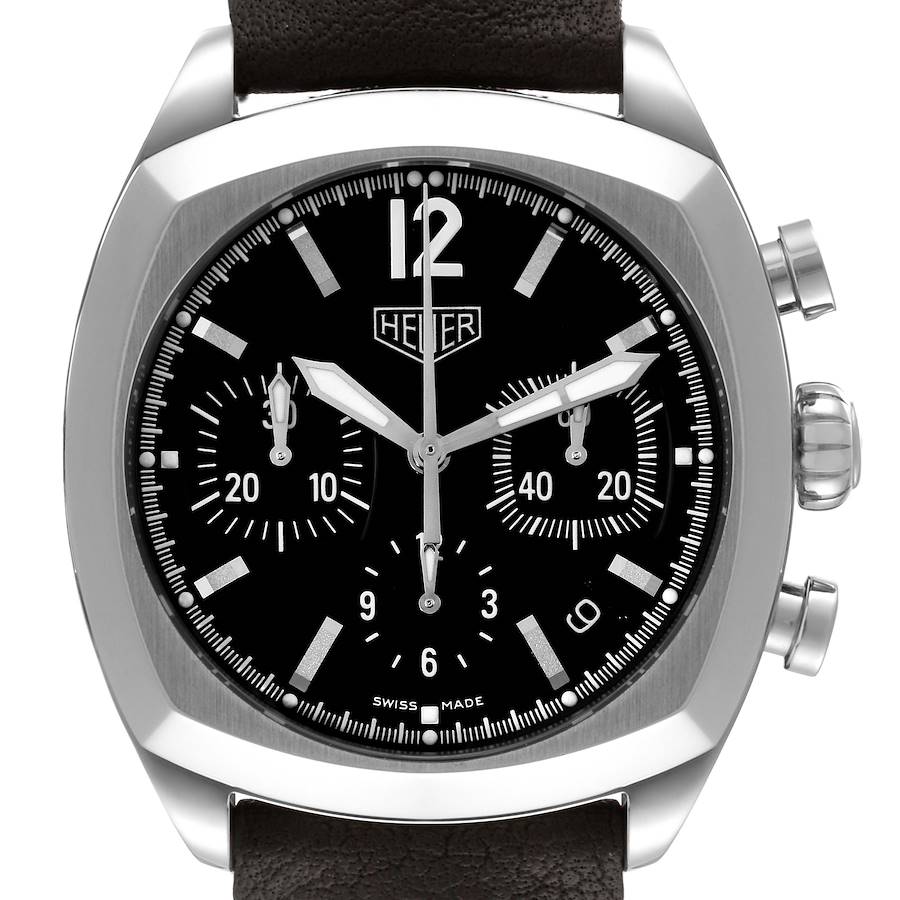 Tag Heuer Monza Re-Edition Chronograph Black Dial Steel Mens Watch CR2110 SwissWatchExpo