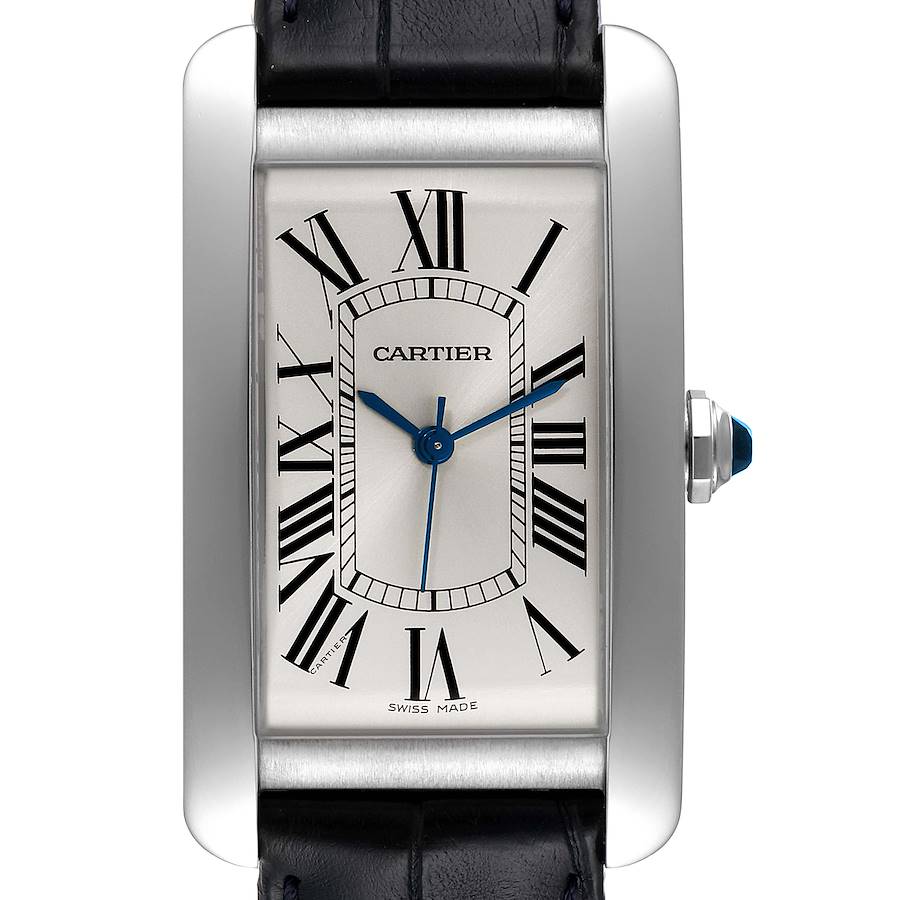 Cartier Tank Americaine Steel Large Silver Dial Mens Watch WSTA0018 SwissWatchExpo