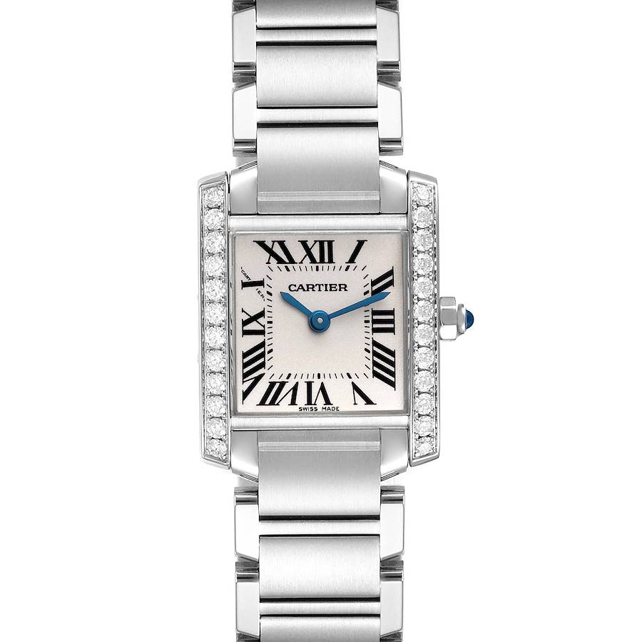 Cartier Tank Francaise Small Steel Diamond Ladies Watch W4TA0008 Card SwissWatchExpo