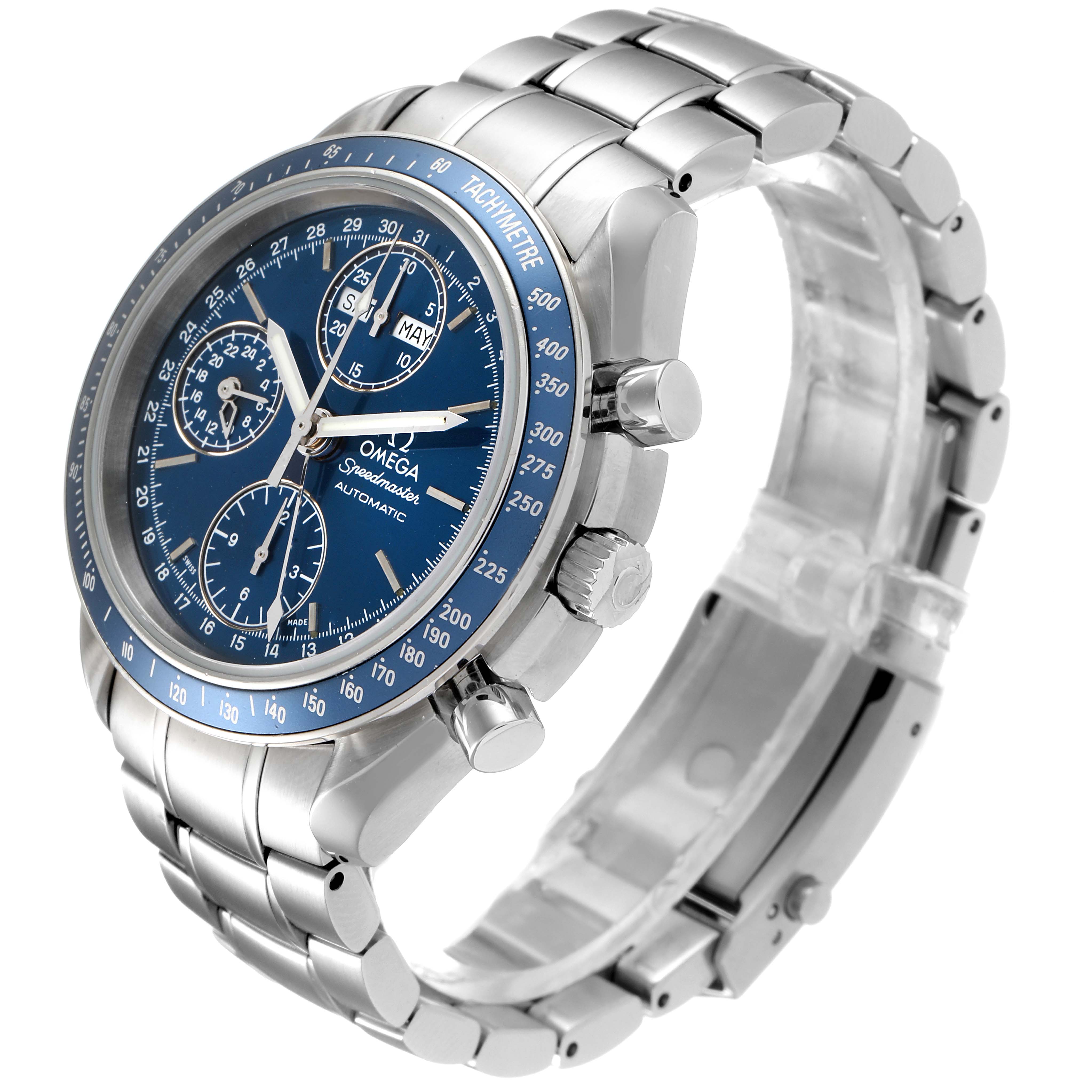 omega speedmaster day date blue