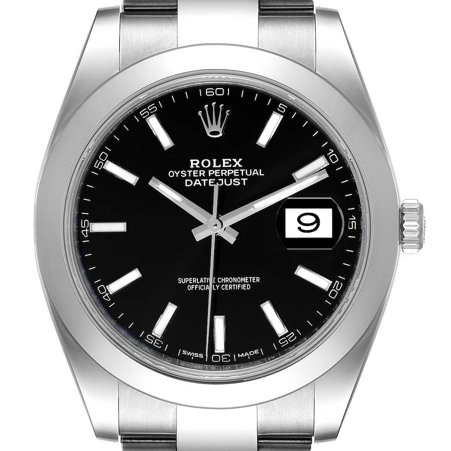 Rolex Datejust 41 Black Dial Steel Oyster Bracelet Watch 126300 Box Card PLUS ONE LINK SwissWatchExpo
