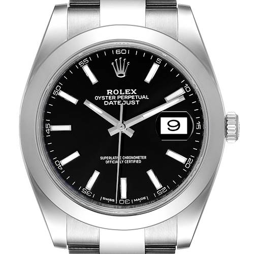 Photo of Rolex Datejust 41 Black Dial Steel Oyster Bracelet Watch 126300 Box Card
