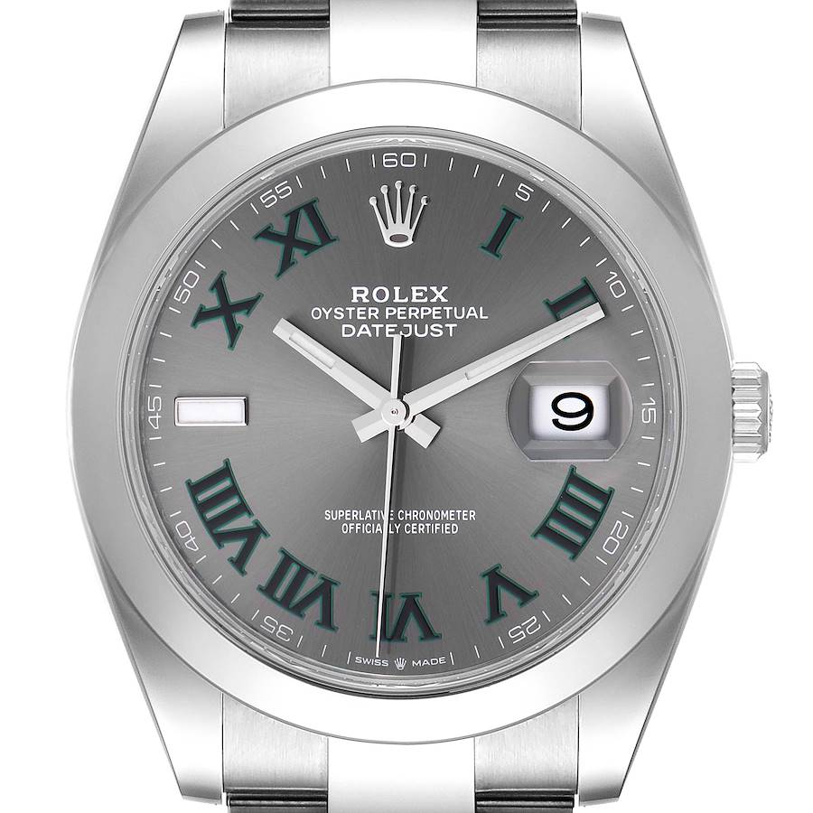 Rolex Datejust 41 Grey Green Wimbledon Dial Steel Mens Watch 126300 Unworn SwissWatchExpo