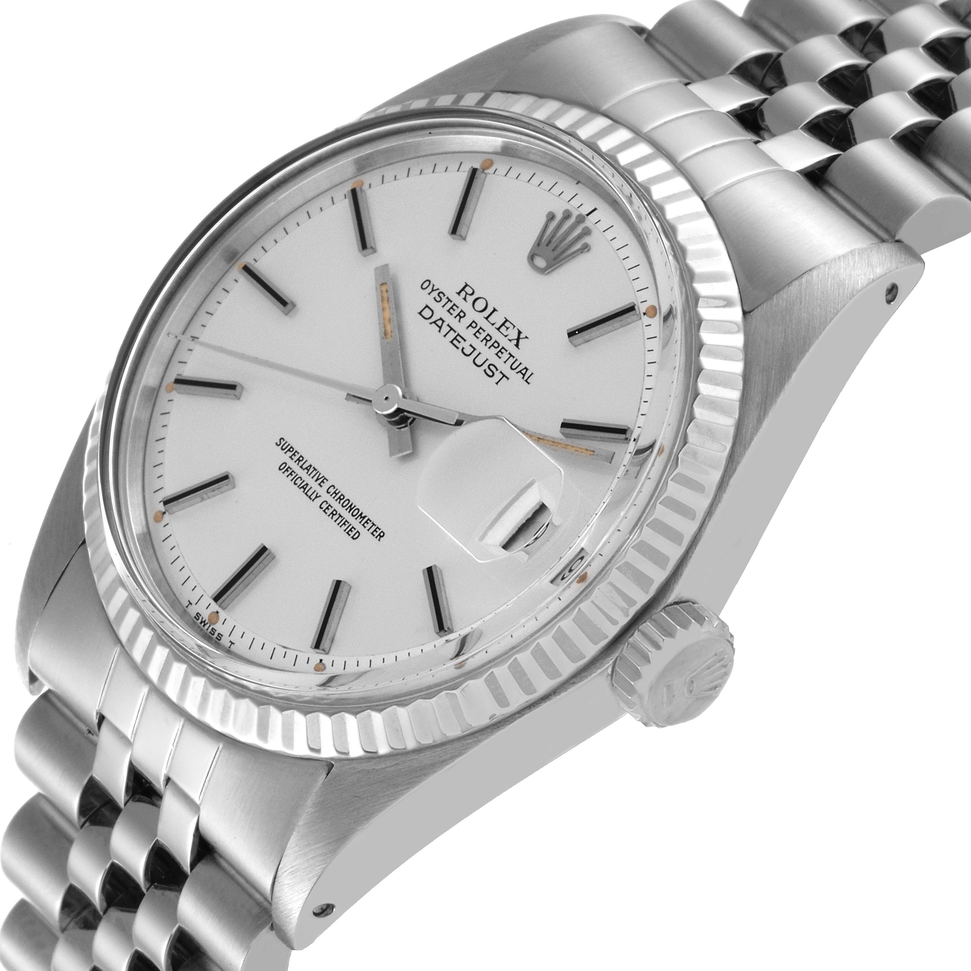 The image shows a close-up side angle of a Vintage Collection Rolex Oyster Perpetual Datejust.