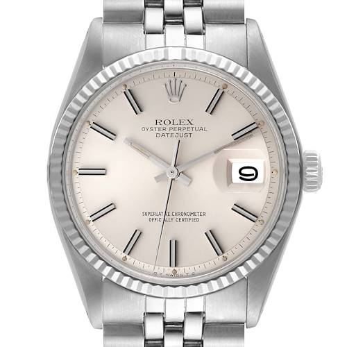 Photo of Rolex Datejust Steel White Gold Silver Sigma Dial Vintage Mens Watch 1601
