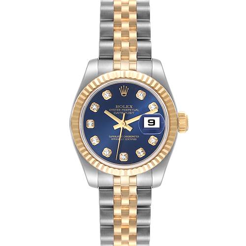 Photo of Rolex Datejust Steel Yellow Gold Blue Diamond Dial Ladies Watch 179173