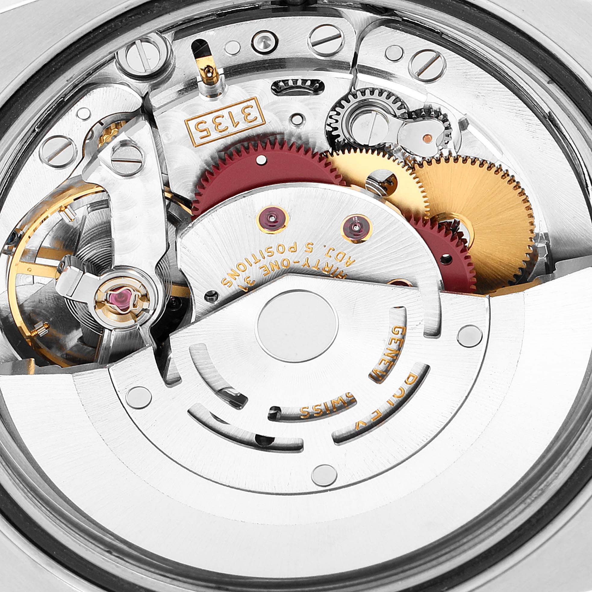 This image shows a close-up view of the movement and internal mechanisms of a Rolex Turn-o-Graph 116264 Men
s Stainless Steel Black Dial 116264 Men
s Stainless Steel Black Dial watch.