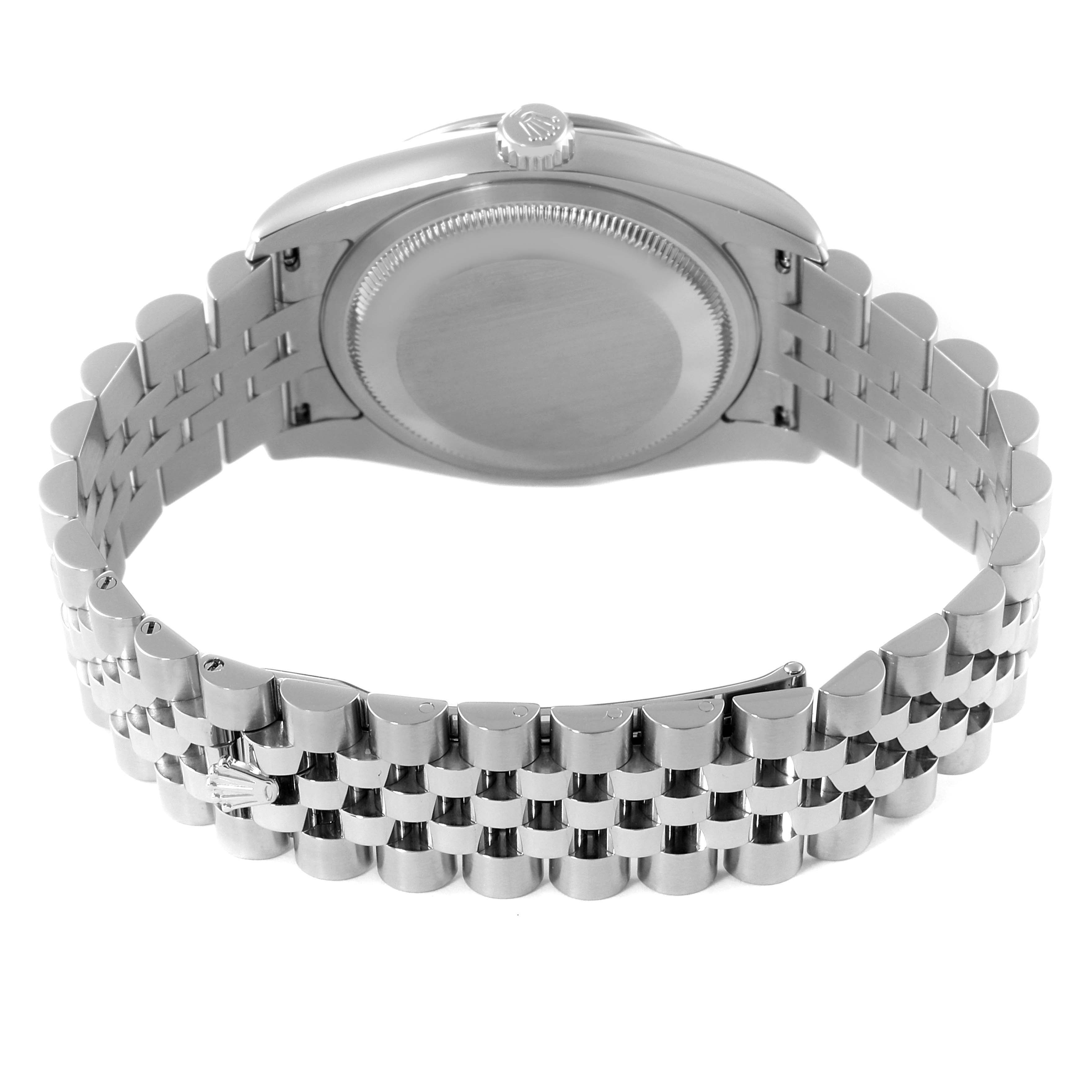 This image shows the back case and bracelet of a Rolex Turn-o-Graph 116264 Men
s Stainless Steel Black Dial 116264 Men
s Stainless Steel Black Dial watch from a rear angle.