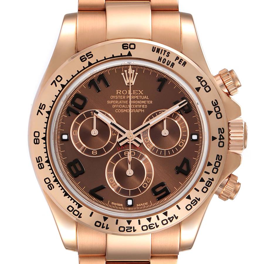 Rolex Daytona Brown Dial Rose Gold Everose Mens Watch 116505 Unworn SwissWatchExpo