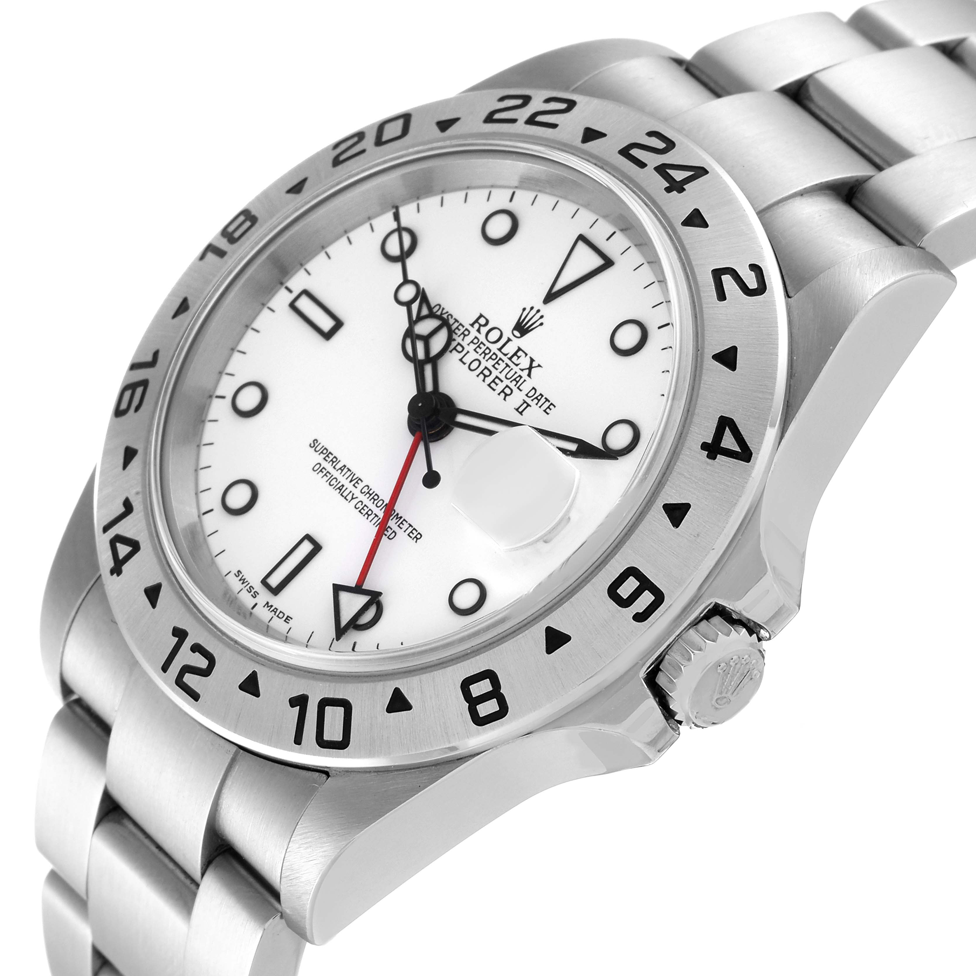 The Rolex Explorer 16570T Men
s Stainless Steel White Dial 16570T Men
s Stainless Steel White Dial watch is shown from a three-quarter angle highlighting the face, bezel, crown, and bracelet.