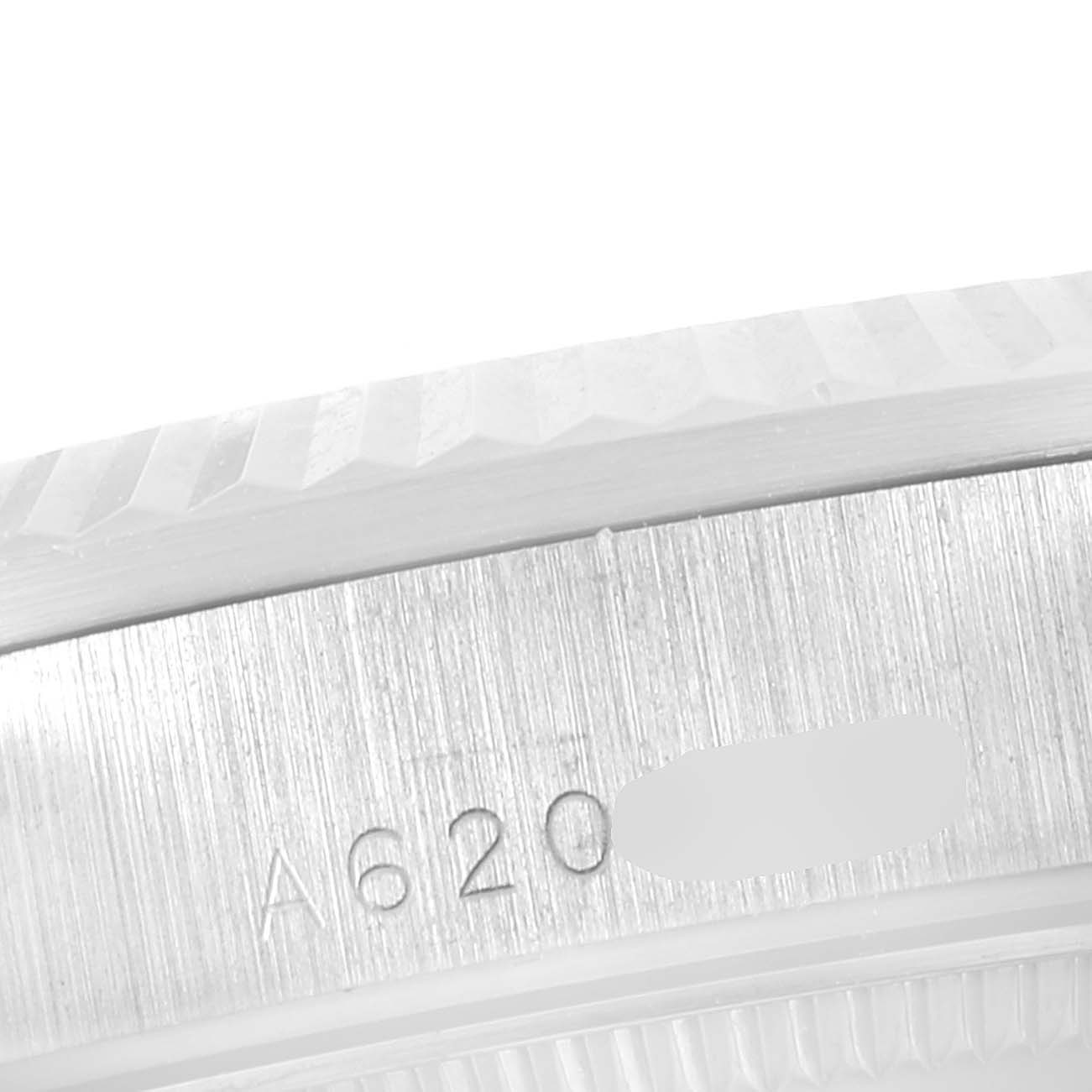 This image shows the serial engraving on the case back of a Rolex President 78279 Women's White Gold Silver Dial 78279 Women's White Gold Silver Dial model watch.