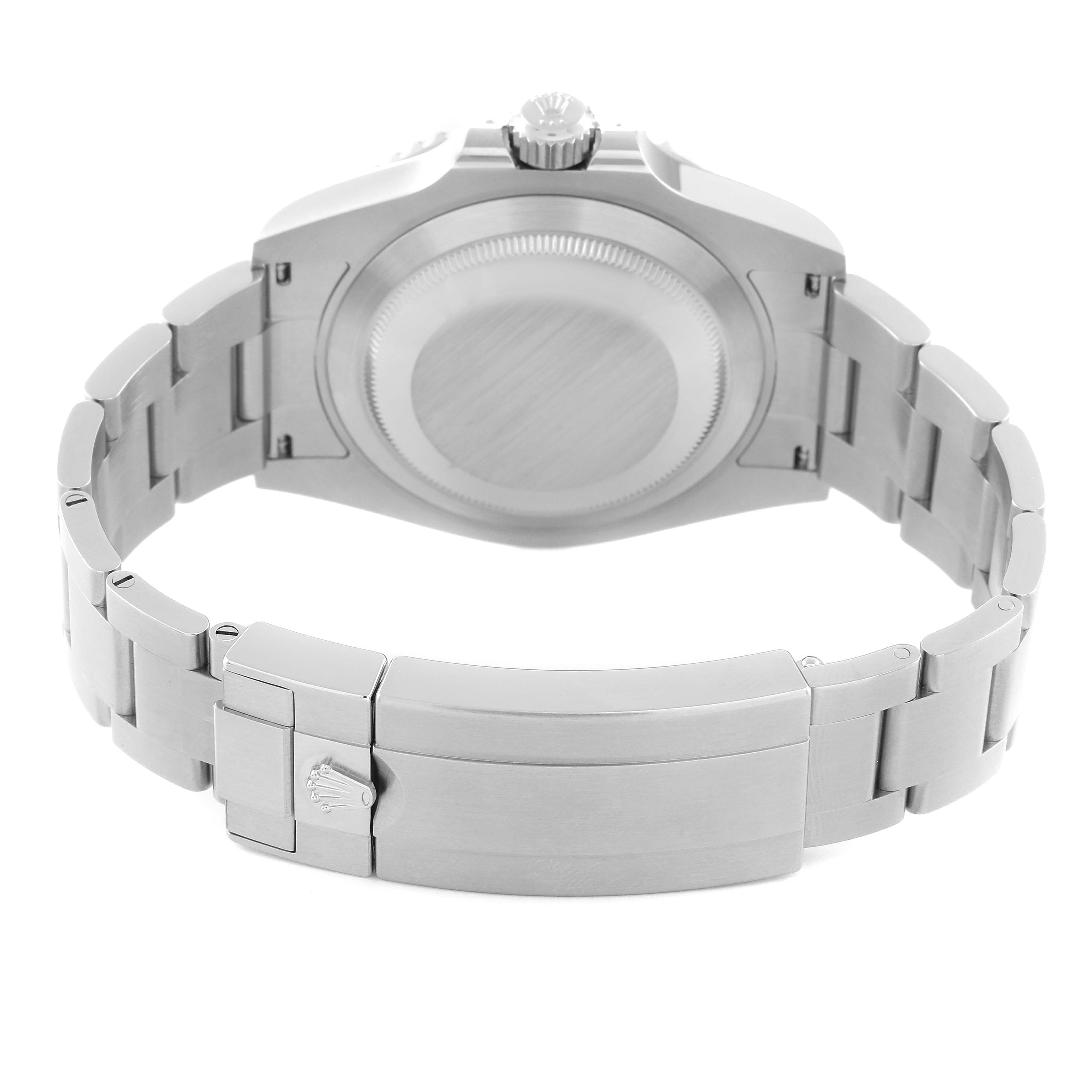 The image shows the back view of a Rolex Submariner 126610 Men
s Stainless Steel Black Dial 126610 Men
s Stainless Steel Black Dial watch, highlighting its case back and bracelet.