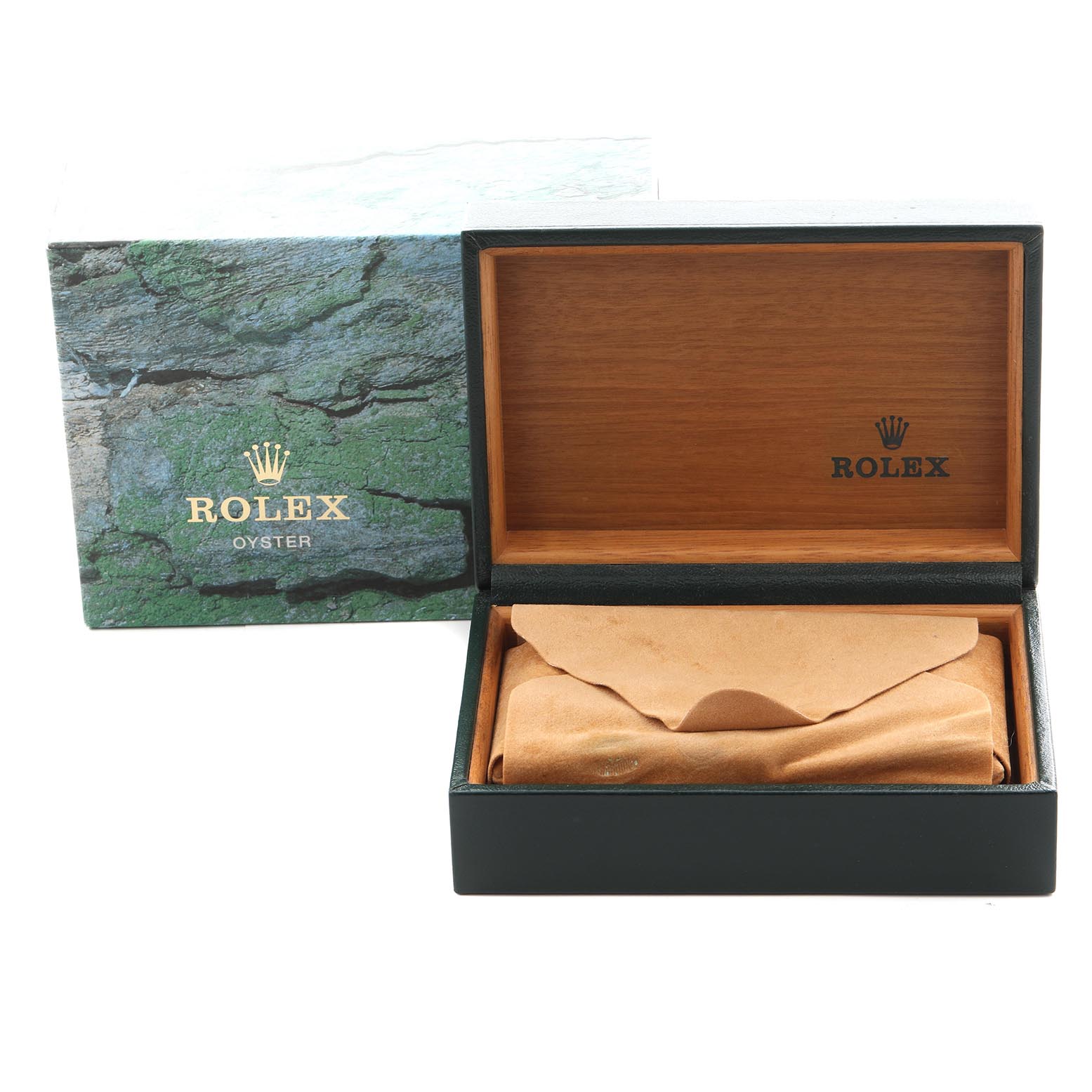 The image shows a Rolex Submariner 16613 Men
s Steel and Gold (two tone) Champagne Dial 16613 Men
s Steel and Gold (two tone) Champagne Dial watch box and outer packaging, but the watch itself isn
t visible.