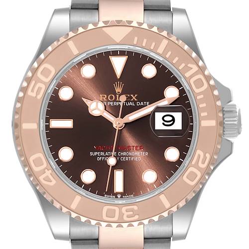 Photo of Rolex Yachtmaster Steel Rose Gold Chocolate Dial Mens Watch 126621 Box Card