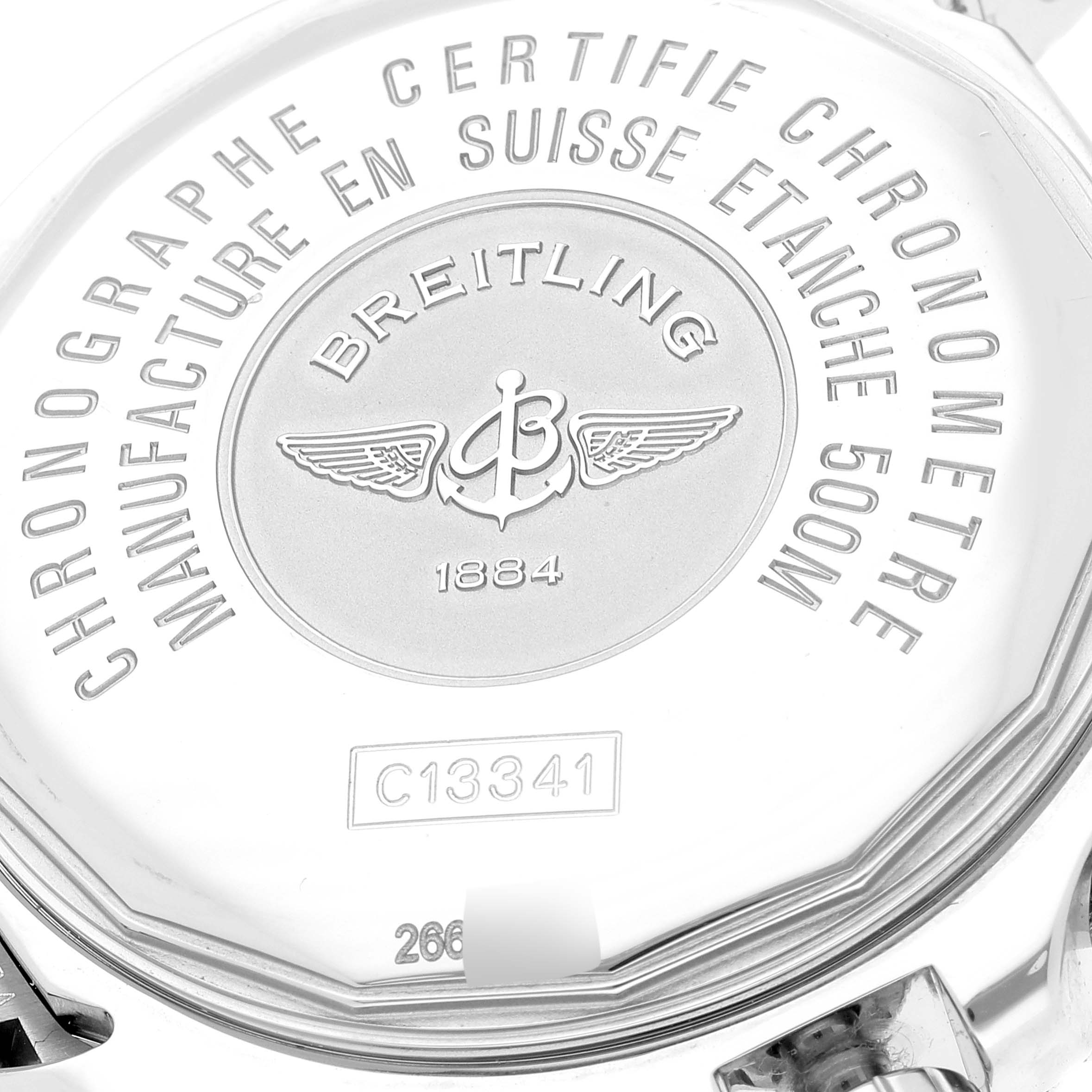 This is an image of the back case of a Breitling Superocean C13341 Men's Steel and Gold (two tone) Black Dial C13341 Men's Steel and Gold (two tone) Black Dial watch.