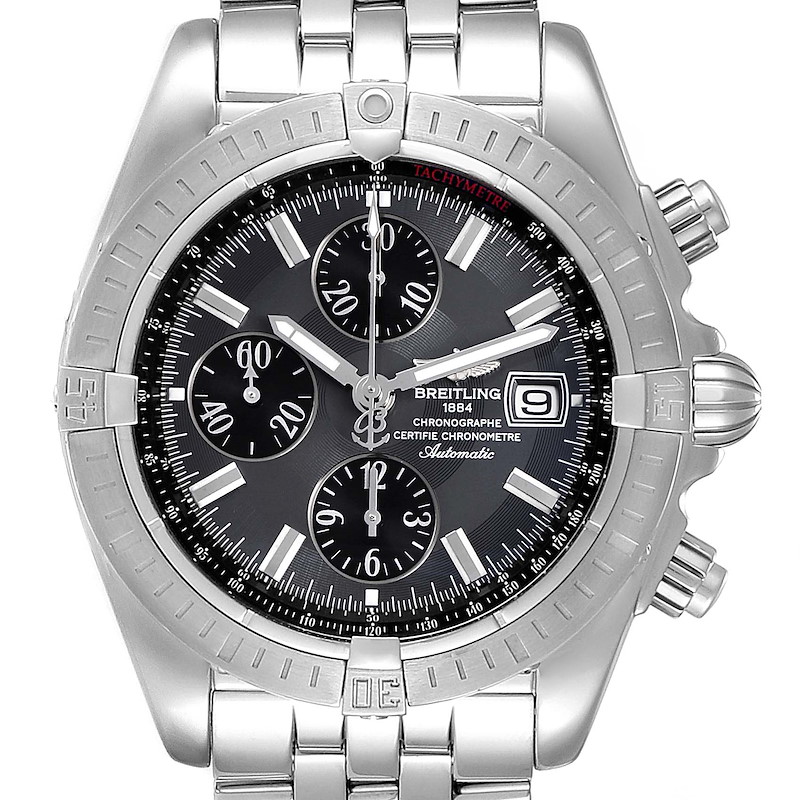 Breitling Chronomat Evolution Grey Dial Steel Mens Watch A13356 SwissWatchExpo