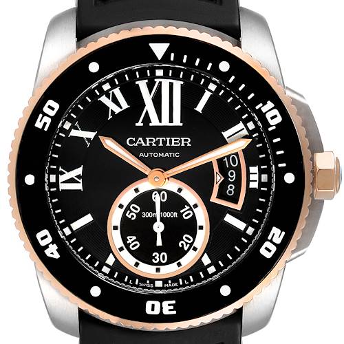 Photo of Cartier Calibre Diver Steel Rose Gold Black Dial Mens Watch W7100055
