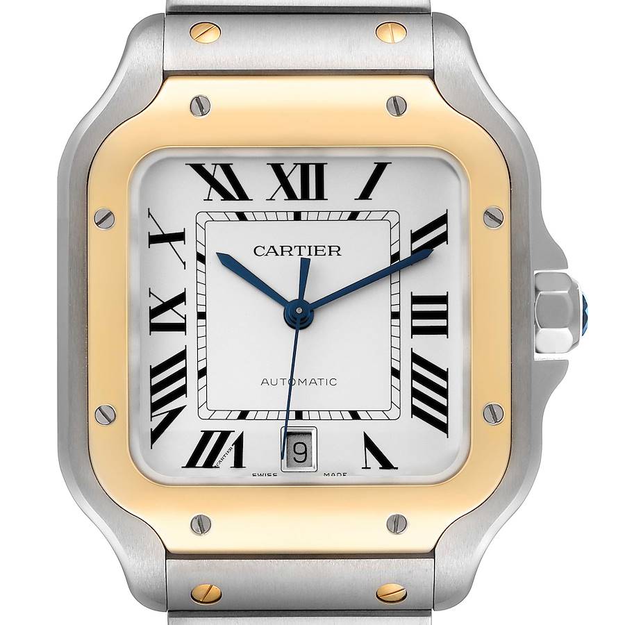 Cartier Santos de Cartier Large Steel Yellow Gold Mens Watch W2SA0009 SwissWatchExpo