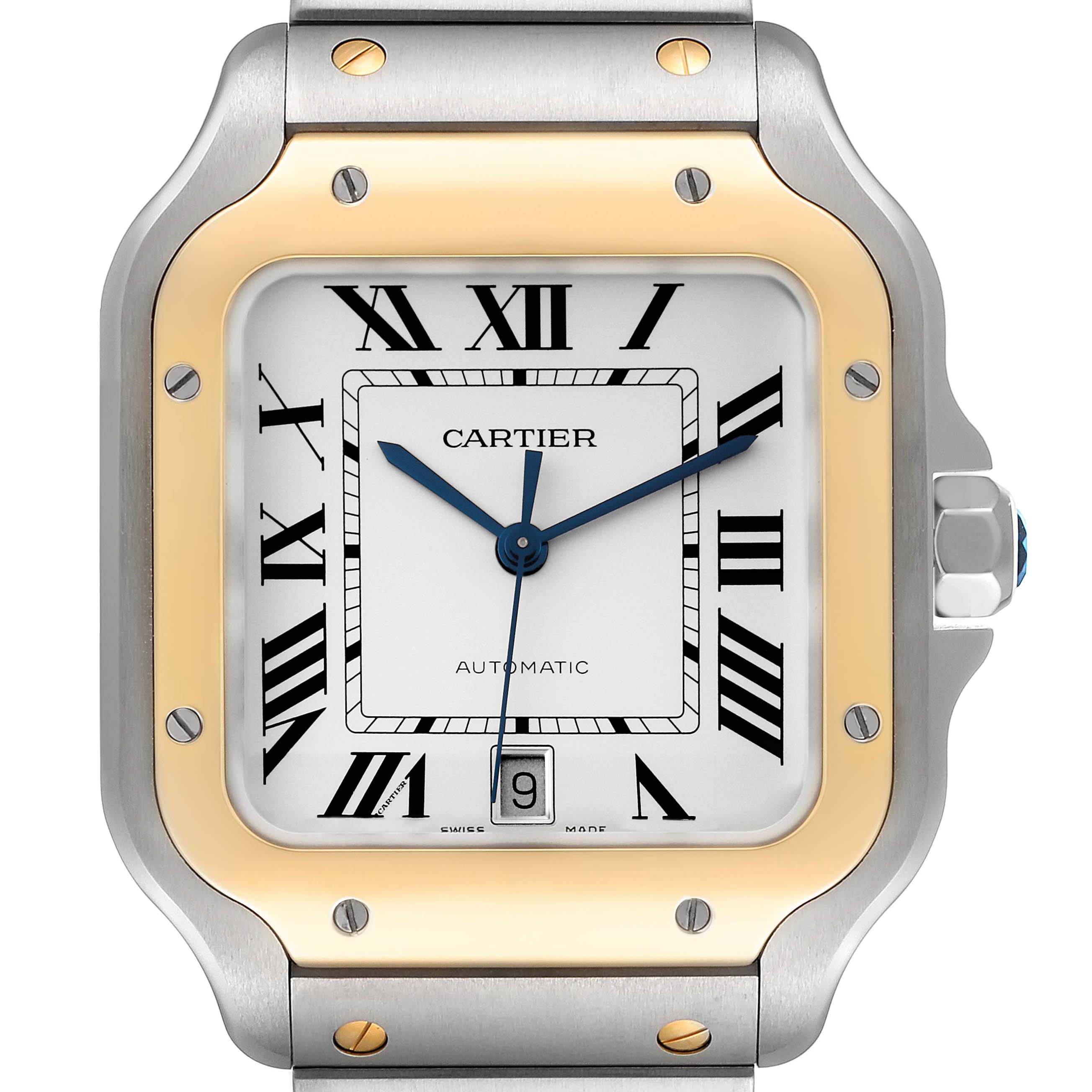 Cartier Santos de Cartier Large Steel Yellow Gold Mens Watch W2SA0009 ...