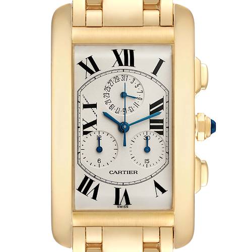 Photo of Cartier Tank Americaine Chronograph Yellow Gold Mens Watch W26011K2