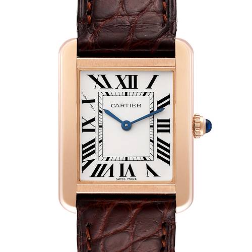 Photo of Cartier Tank Solo Rose Gold Steel Brown Strap Ladies Watch W5200024 Box Papers