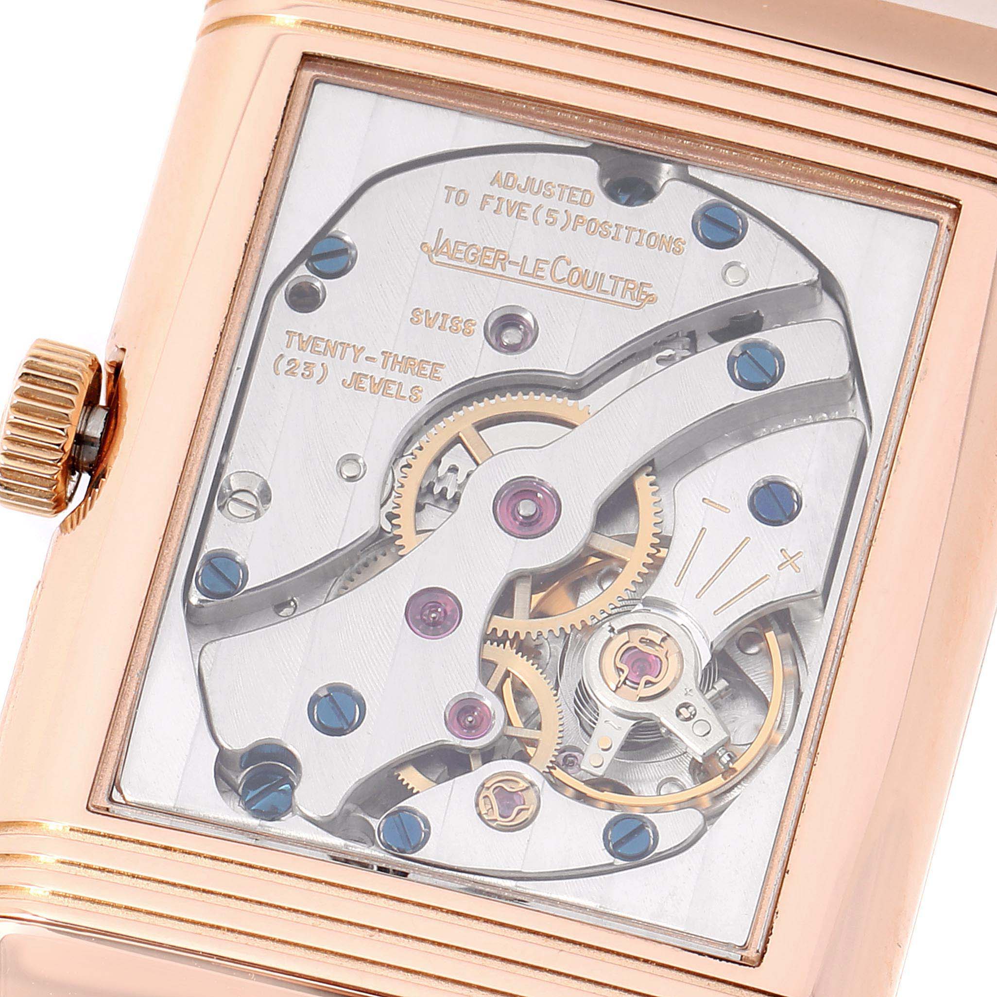 This image shows a close-up view of the Jaeger-LeCoultre Reverso watch movement, highlighting the intricate internal mechanics.