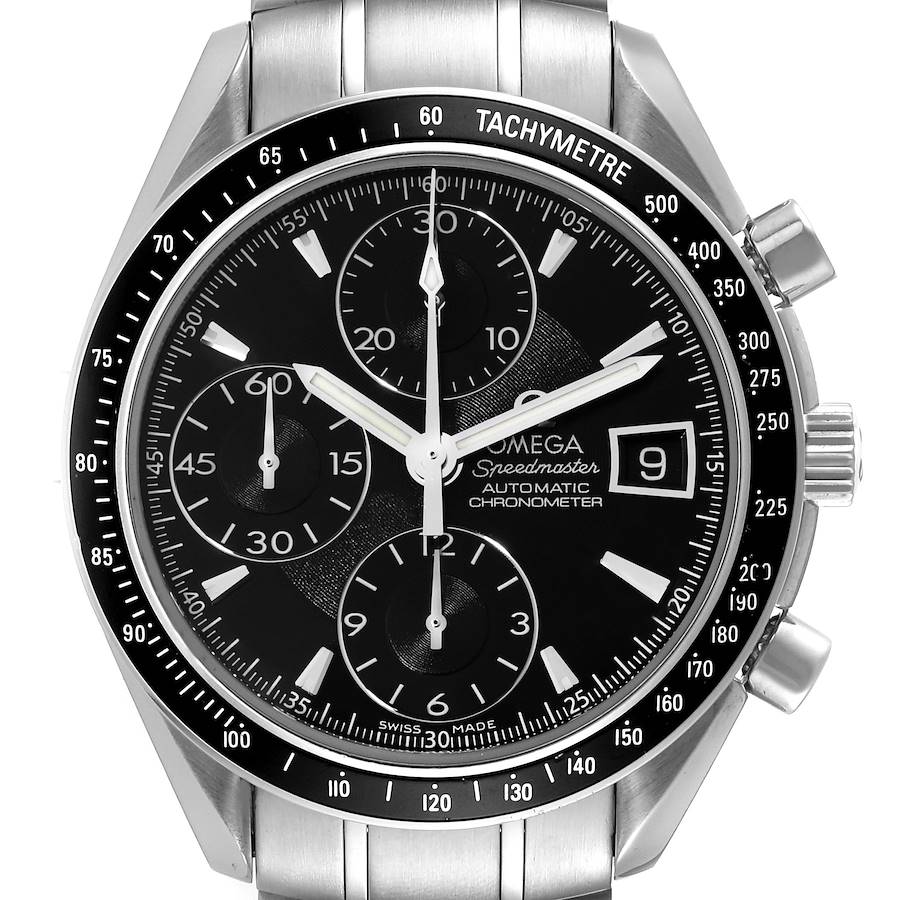 Omega Speedmaster Date Chronograph Black Dial Mens Watch 3210.50.00 Box Card SwissWatchExpo