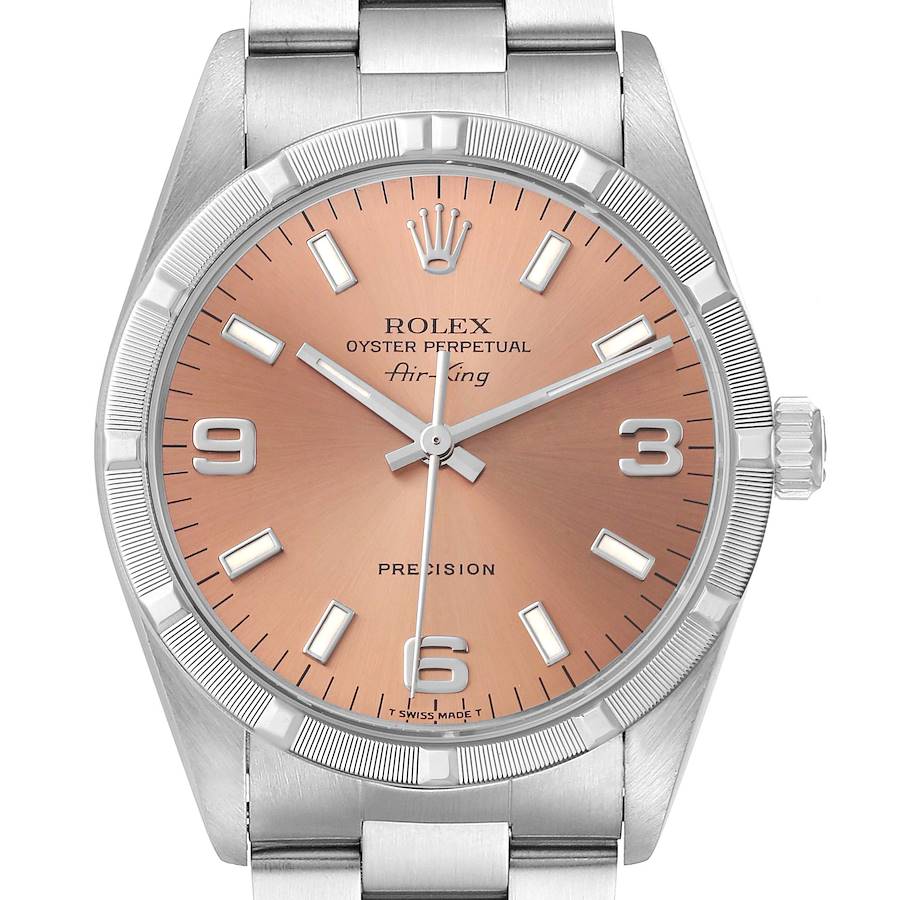 NOT FOR SALE Rolex Air King 34 Salmon Dial Engine Turned Bezel Steel Mens Watch 14010 PARTIAL PAYMENT SwissWatchExpo