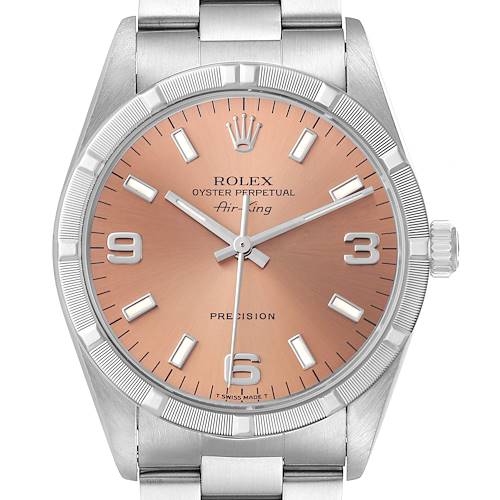 Photo of NOT FOR SALE Rolex Air King 34 Salmon Dial Engine Turned Bezel Steel Mens Watch 14010 PARTIAL PAYMENT