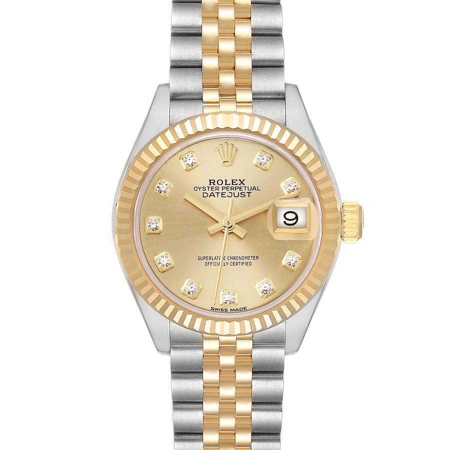 Rolex Datejust 28 Steel Yellow Gold Diamond Dial Ladies Watch 279173 SwissWatchExpo