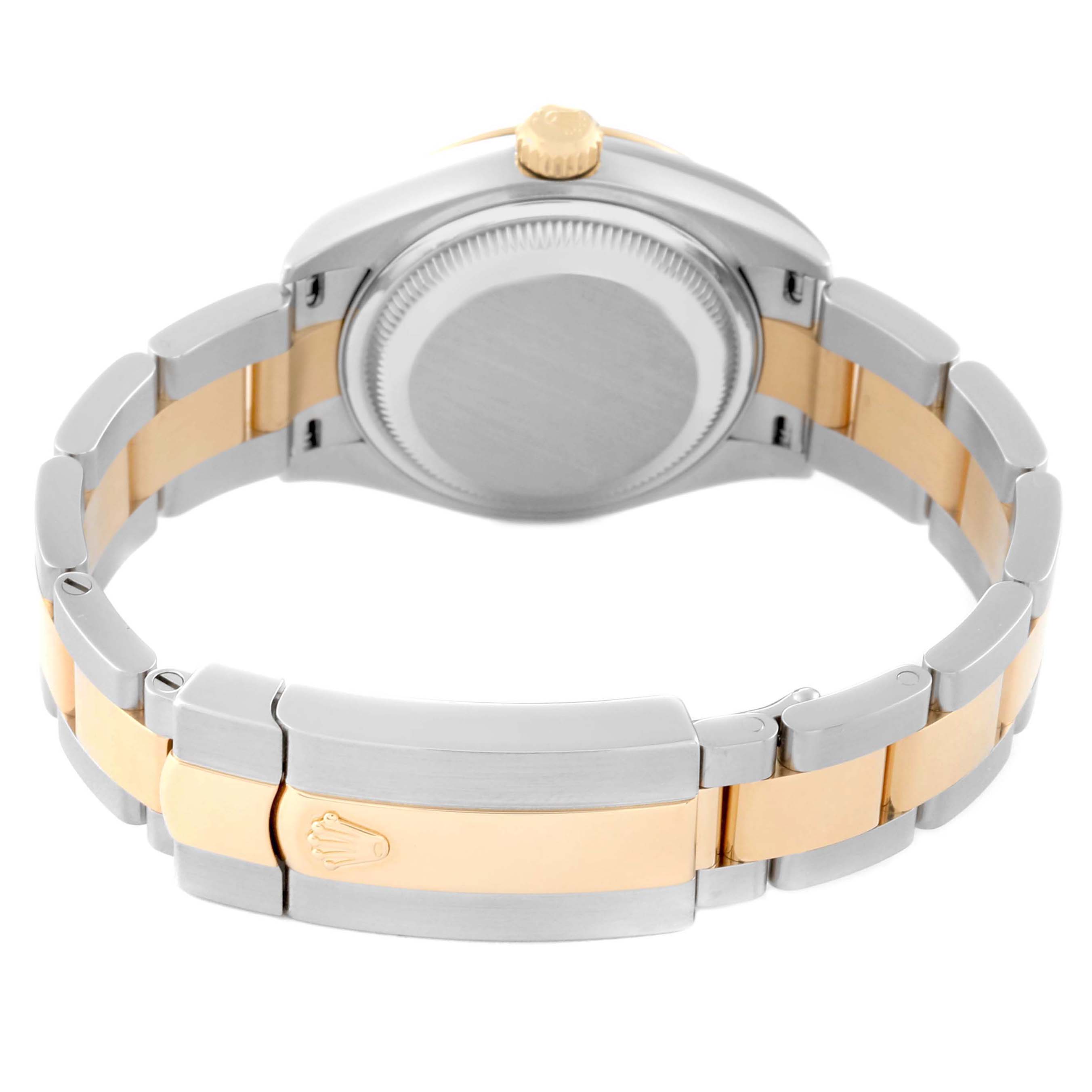 The image shows the back and bracelet of a Rolex Datejust 279173 Women's Steel and Gold (two tone) Silver Dial 279173 Women's Steel and Gold (two tone) Silver Dial, highlighting the clasp and two-tone metal design.