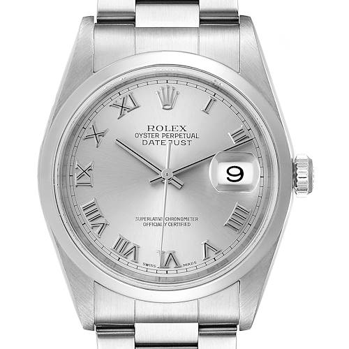 Photo of Rolex Datejust 36 Silver Roman Dial Steel Mens Watch 16200