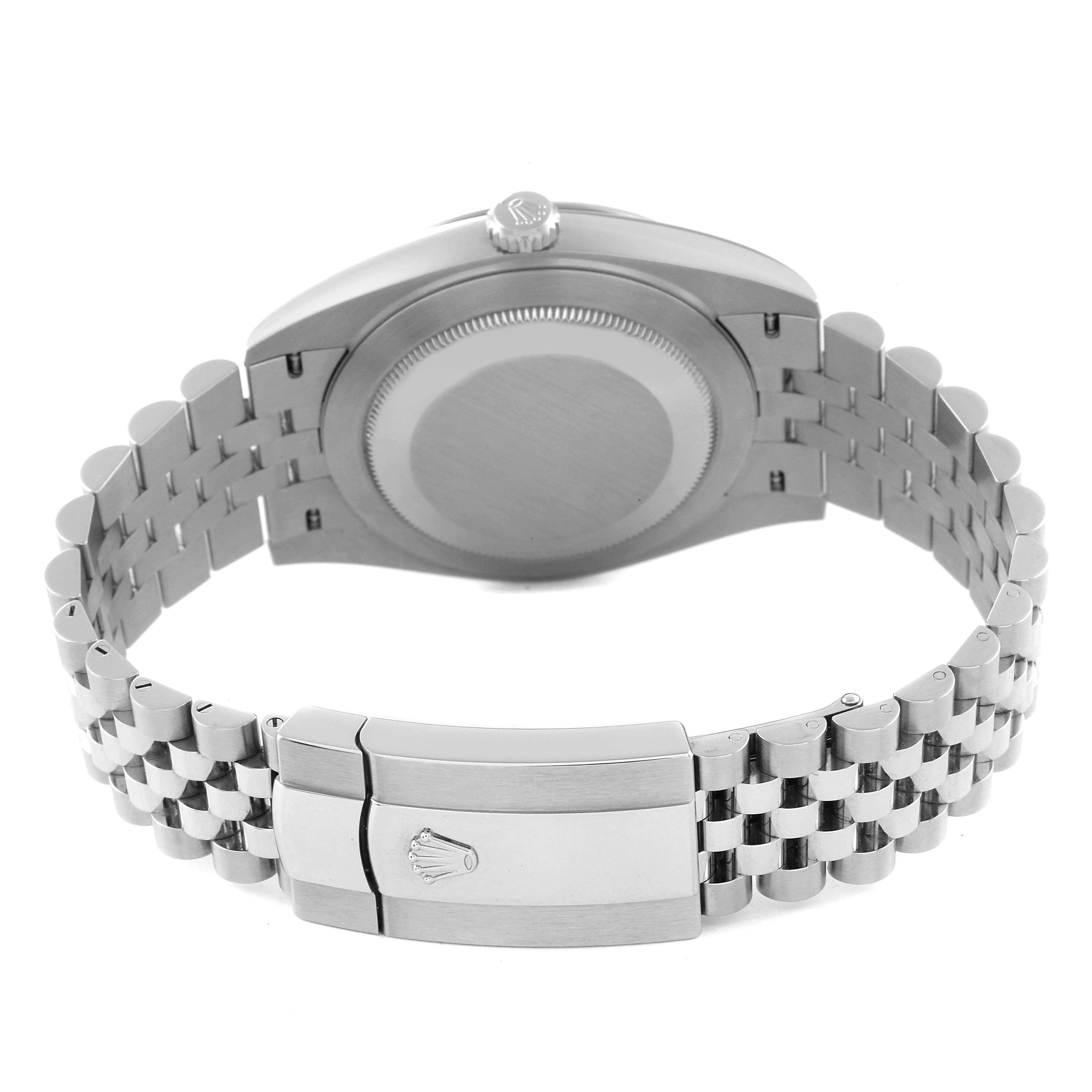 The image shows the rear view of the Rolex Datejust 41 126334 Men's Stainless Steel Mother of Pearl Dial 126334 Men's Stainless Steel Mother of Pearl Dial watch, highlighting the case back and bracelet with clasp.