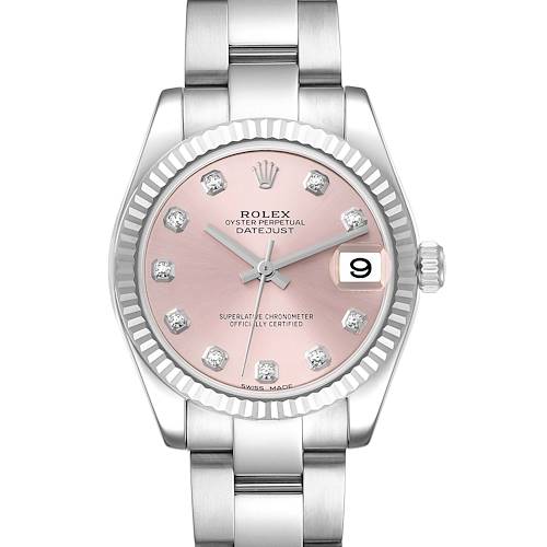 Photo of Rolex Datejust Midsize Steel White Gold Pink Diamond Dial Ladies Watch 178274