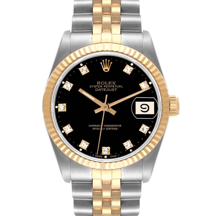 Rolex Datejust Midsize Steel Yellow Gold Diamond Ladies Watch 68273 SwissWatchExpo
